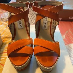 Jimmy choo espadrilles size 41 orange suede